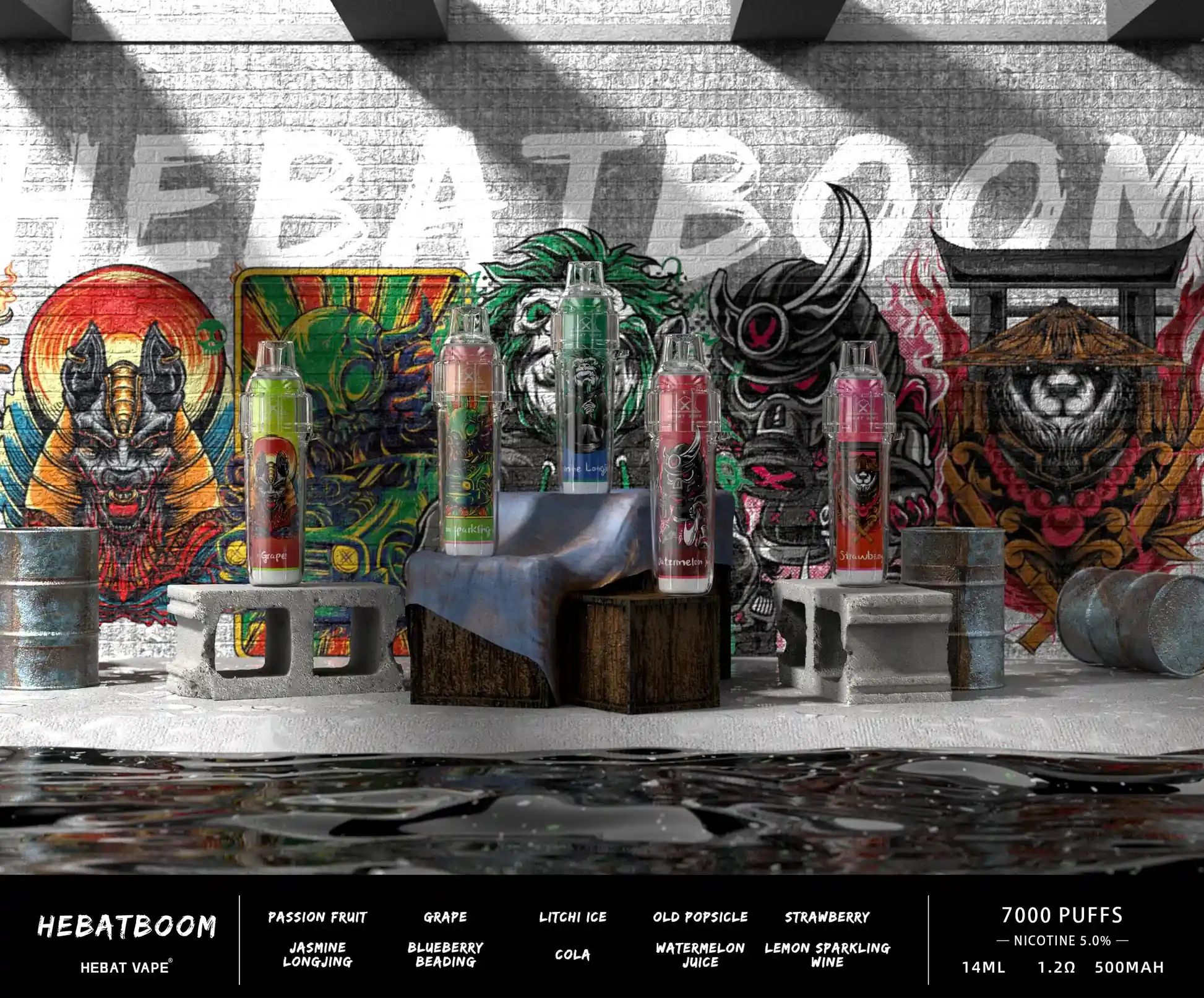 Hebat BOOM 拋棄式電子煙｜7000口 14ml油倉 500mAh電池 3.5%尼古丁鹽 台灣現貨