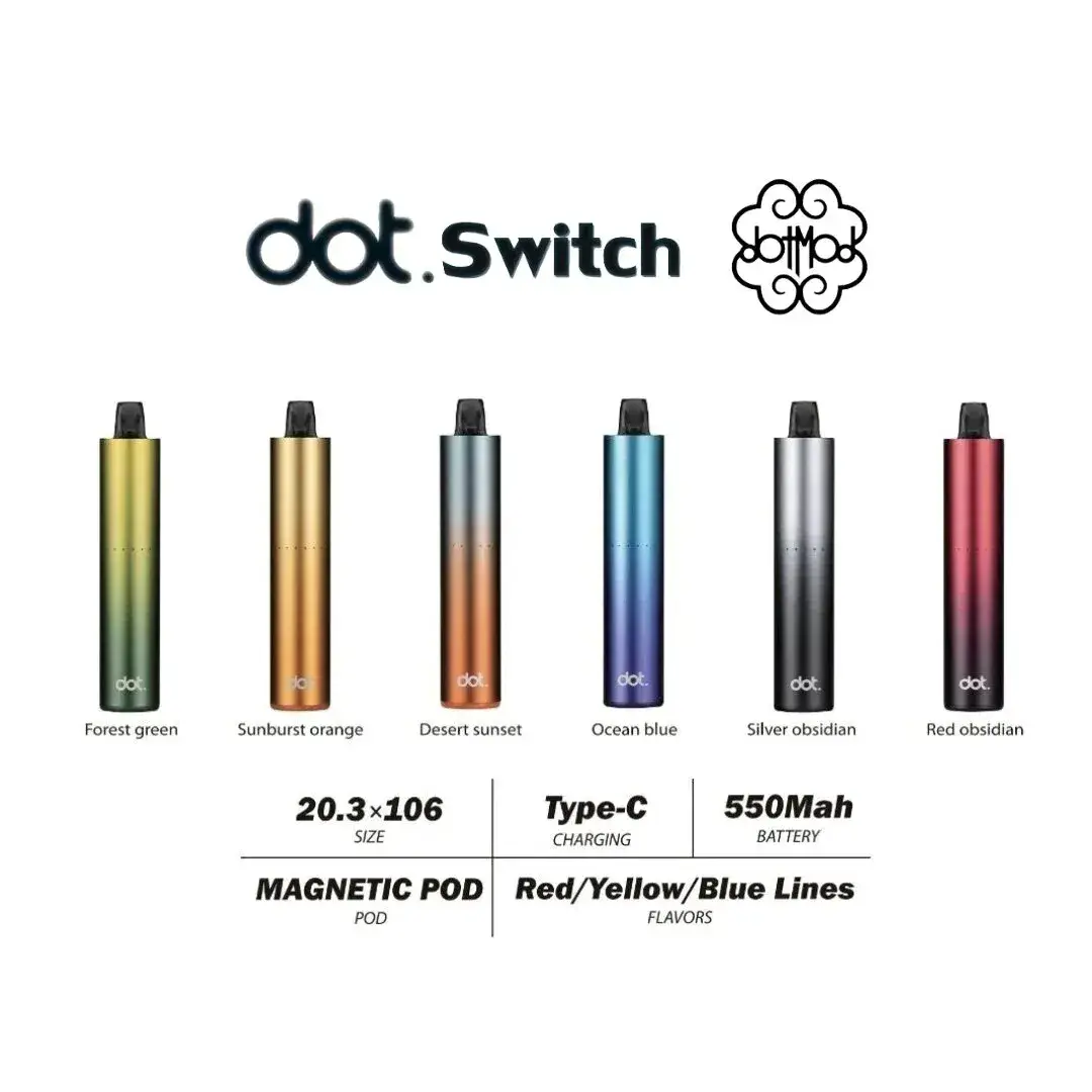 DOTMOD 佩特里 Dot Switch _ 換彈式主機 _ 單主機 500mAh-蒸汽領域 - 魯米國際有限公司 DOT 佩特里升級版專用電子煙主機|550mAh電池 Type-C快充 專用煙彈相容 台灣現貨