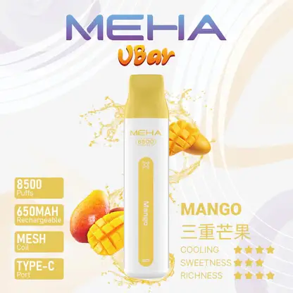 MEHA 8500口 VBar小白條 (5) MEHA VBar 魅嗨小白條8500口拋棄式電子煙|650mAh電池 3%尼古丁鹽 Mesh霧化技術 台灣現貨