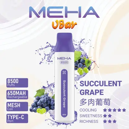 MEHA 8500口 VBar小白條 (7) MEHA VBar 魅嗨小白條8500口拋棄式電子煙|650mAh電池 3%尼古丁鹽 Mesh霧化技術 台灣現貨