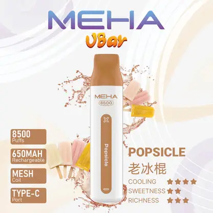 MEHA 8500口 VBar小白條 (9) MEHA VBar 魅嗨小白條8500口拋棄式電子煙|650mAh電池 3%尼古丁鹽 Mesh霧化技術 台灣現貨