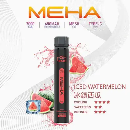 MEHA XBAR 魅嗨小黑條7000口拋棄式電子煙｜3%尼古丁鹽 850mAh電池 Mesh霧化技術 台灣現貨