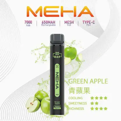 MEHA XBAR 魅嗨小黑條7000口拋棄式電子煙｜3%尼古丁鹽 850mAh電池 Mesh霧化技術 台灣現貨