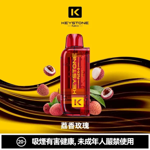 KEYSTONE FLEX-3 鑰石 25000口磁吸換彈拋棄式電子煙套裝｜22W/28W/40W三段功率調節 Mesh網狀芯 15ml透明油艙 1100mAh Type-C充電 台灣現貨【買一盒煙彈送主機】