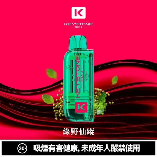 KEYSTONE FLEX-3 鑰石 25000口磁吸換彈拋棄式電子煙套裝｜22W/28W/40W三段功率調節 Mesh網狀芯 15ml透明油艙 1100mAh Type-C充電 台灣現貨【買一盒煙彈送主機】