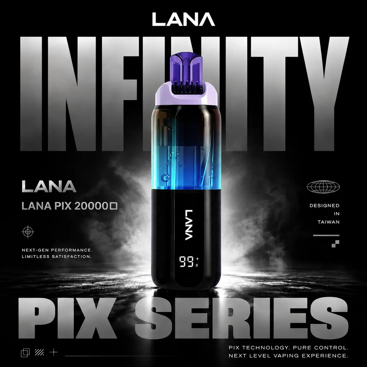 LANA PIX 閃光彈 20000口拋棄式電子煙｜可摺疊吸嘴設計 Mesh網芯爆汁口感 3%尼古丁鹽 15ml巨量儲油 Type-C充電 台灣現貨