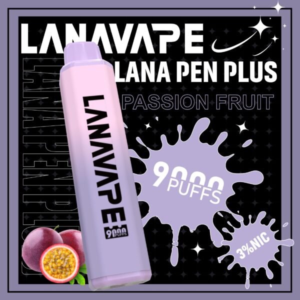 LANA一次性9000口-百香果-scaled LANA PEN PLUS 9000口拋棄式電子煙|3%尼古丁鹽黃金配比 15ml巨量儲油 Mesh網芯 Type-C充電 台灣現貨