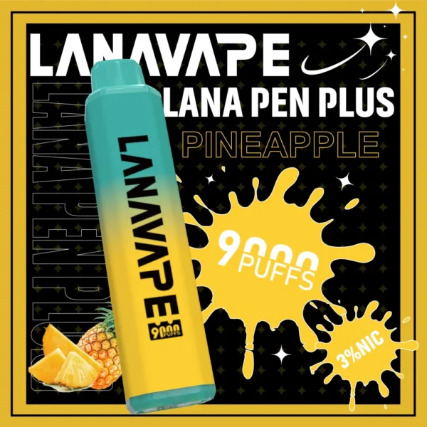 LANA一次性9000口-菠蘿-scaled LANA PEN PLUS 9000口拋棄式電子煙|3%尼古丁鹽黃金配比 15ml巨量儲油 Mesh網芯 Type-C充電 台灣現貨