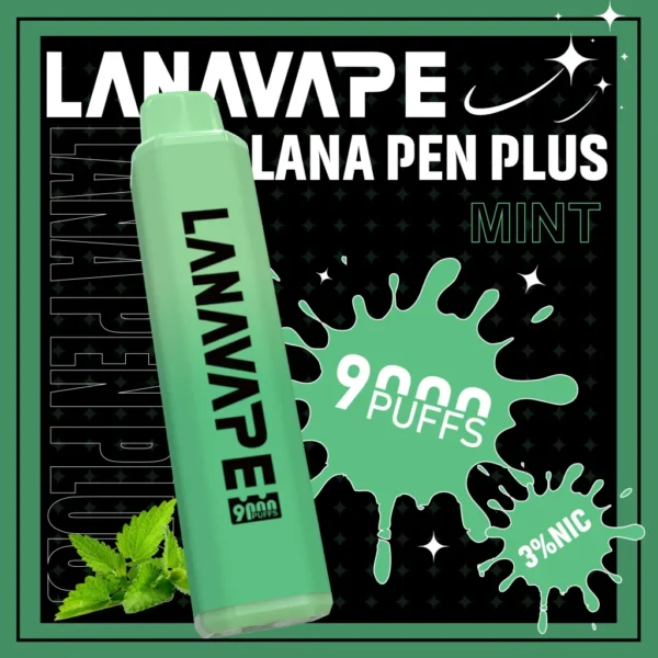 LANA一次性9000口-薄荷-scaled LANA PEN PLUS 9000口拋棄式電子煙|3%尼古丁鹽黃金配比 15ml巨量儲油 Mesh網芯 Type-C充電 台灣現貨