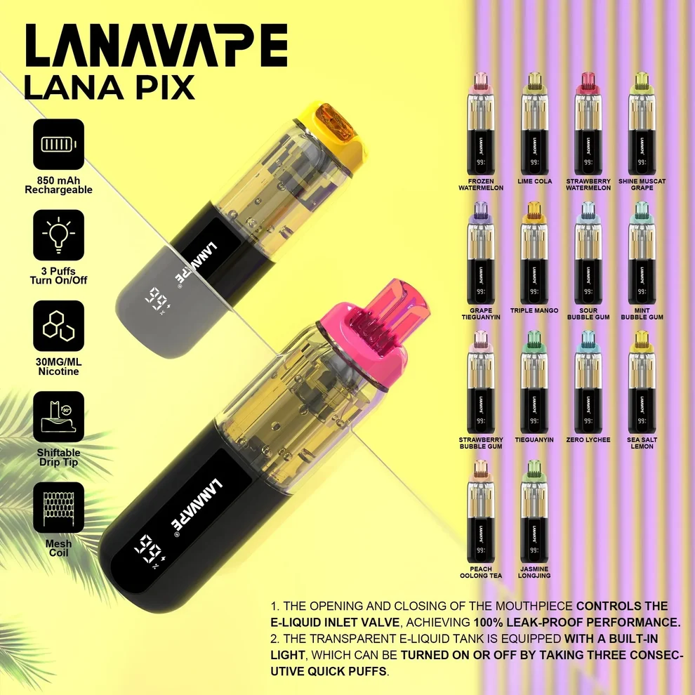 LANA PIX 閃光彈 20000口拋棄式電子煙｜可摺疊吸嘴設計 Mesh網芯爆汁口感 3%尼古丁鹽 15ml巨量儲油 Type-C充電 台灣現貨