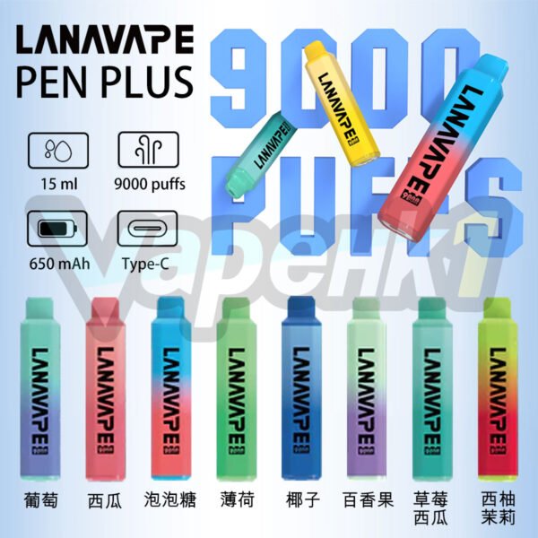 vapehk1-lanapen-F LANA PEN PLUS 9000口拋棄式電子煙|3%尼古丁鹽黃金配比 15ml巨量儲油 Mesh網芯 Type-C充電 台灣現貨